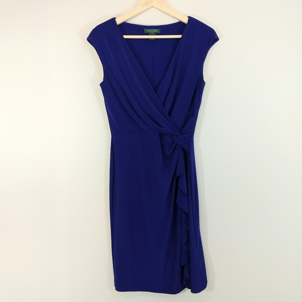 Lauren Ralph Lauren Royal Blue Midi Wrap Dress